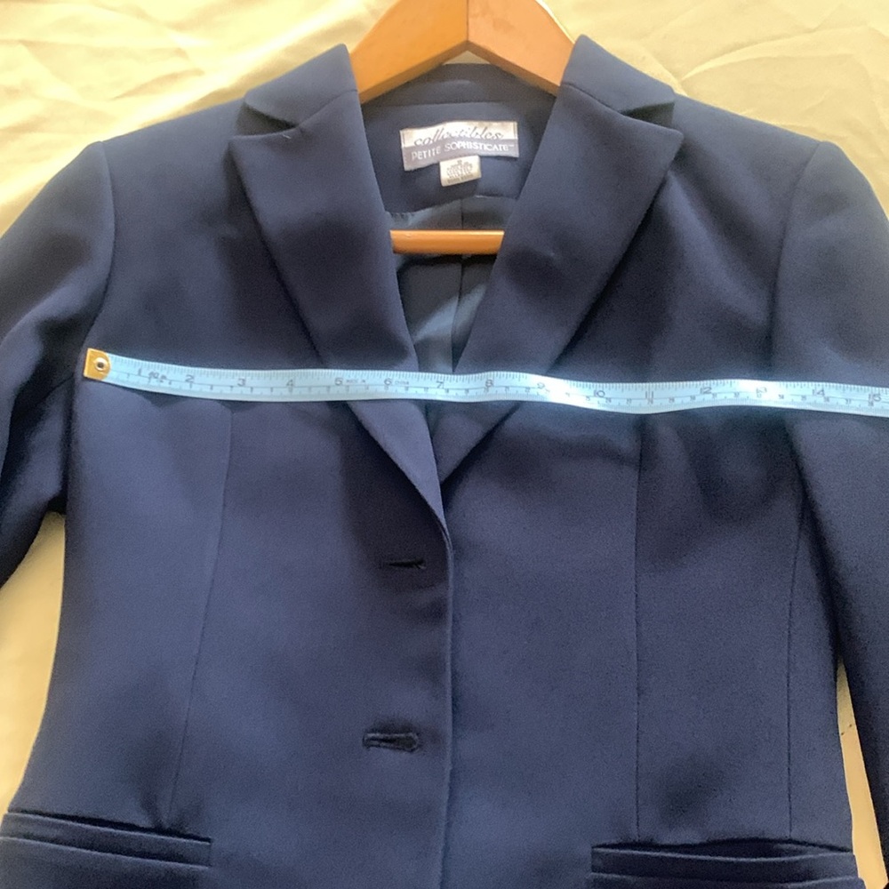 Petite Sophisticate Navy Blazer (0)/ skirt (4) xs / small 623 - Picture 8 of 13